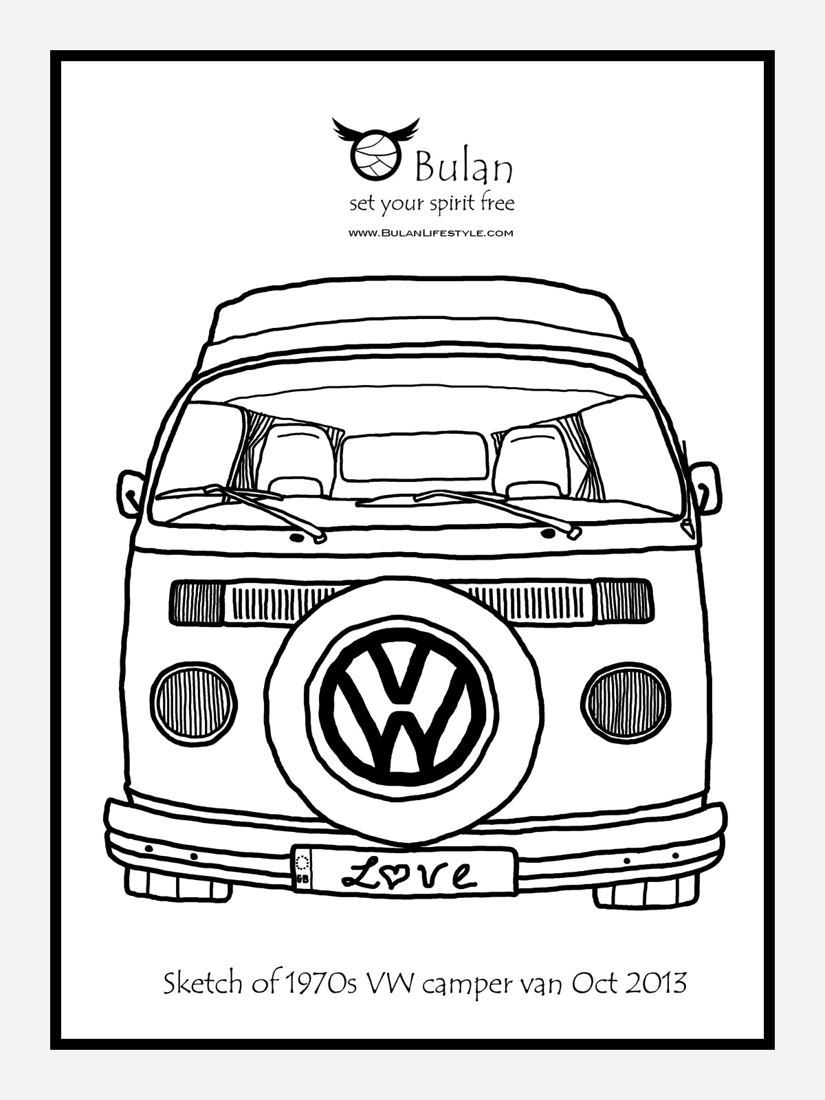 Sketch of the day no 165 Classic 1970s VW camper van