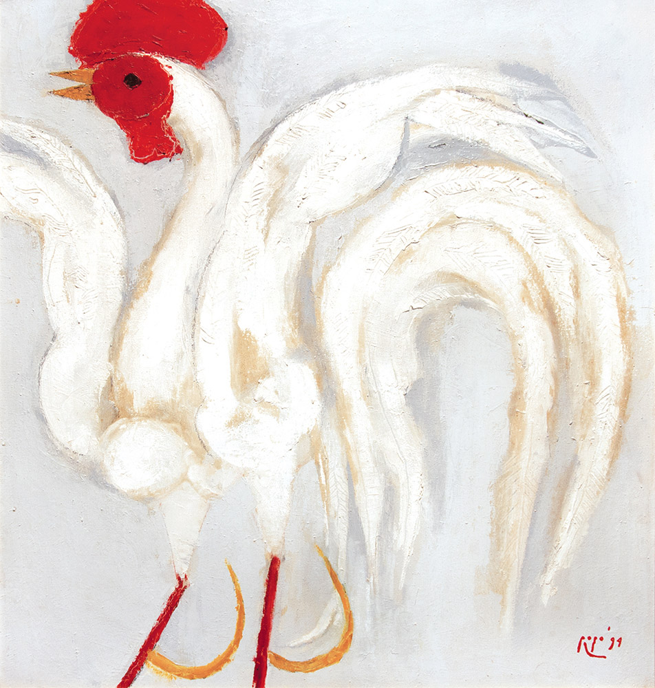 Popo-Iskandar-Rooster-1994-100cm-x-95cm-oil-on-canvas